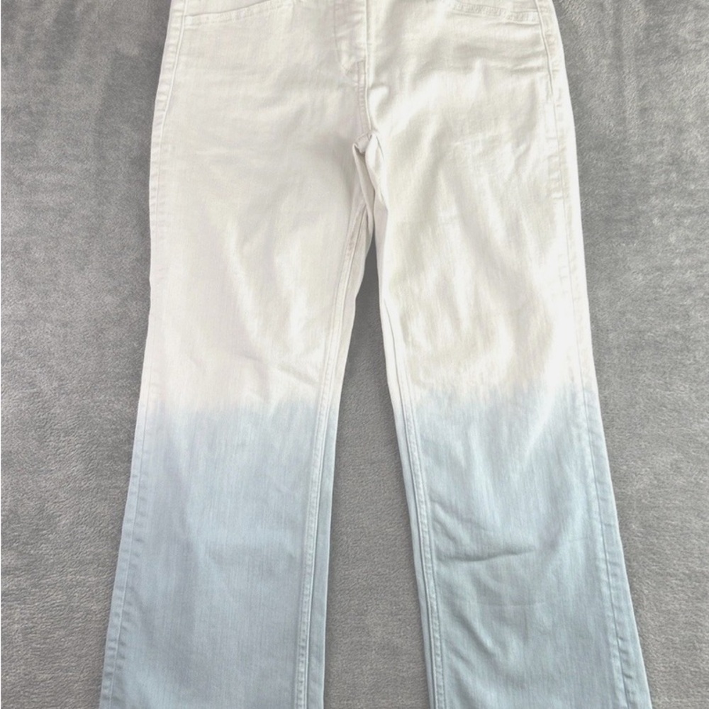 Anthropologie White and Blue Gradient Straight Leg Jeans